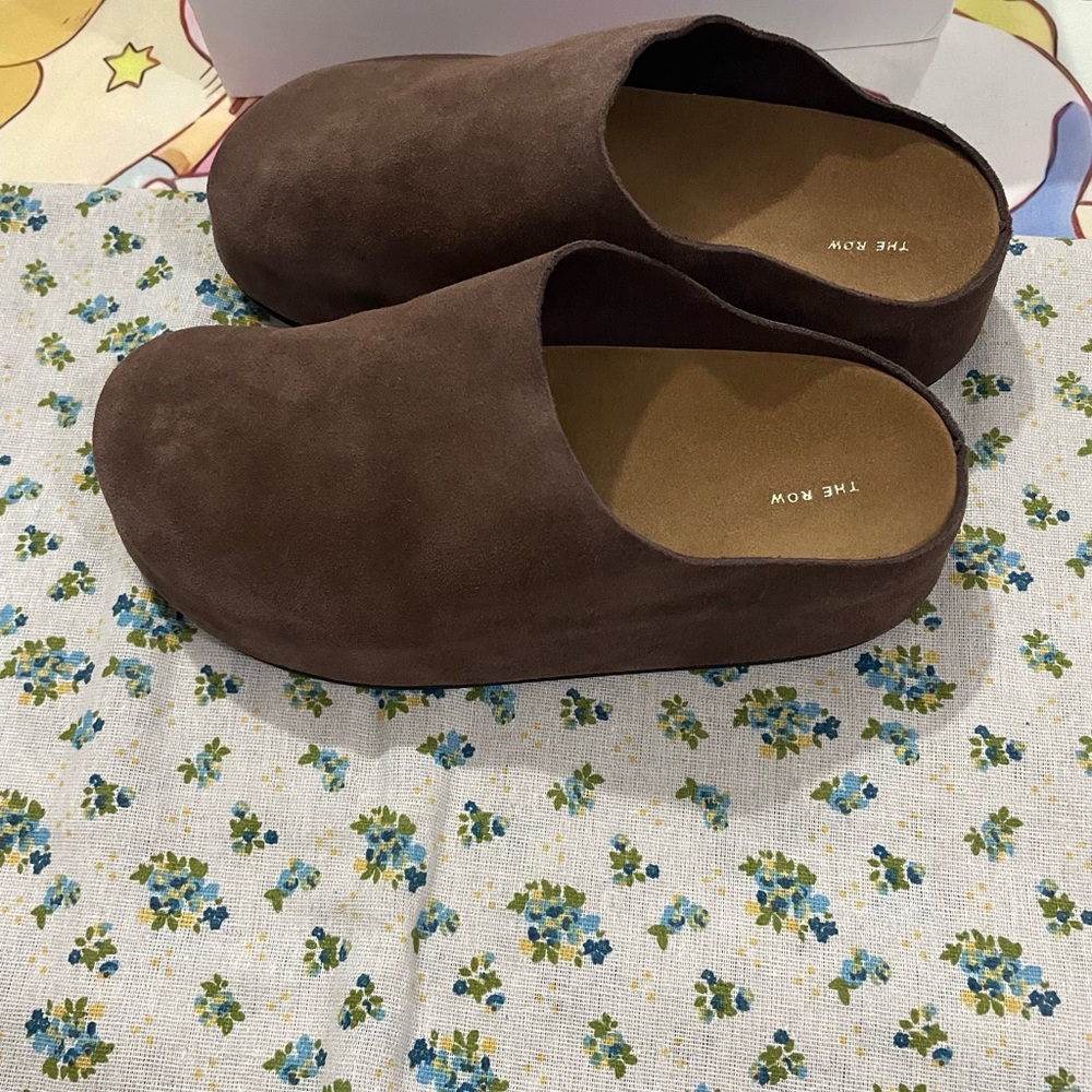 The Row Brown Suede Clog Mules - Picture 2 of 8